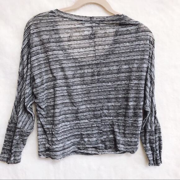 BCBGMaxazria Gray Striped Long Sleeve Crop Top - Picture 7 of 12